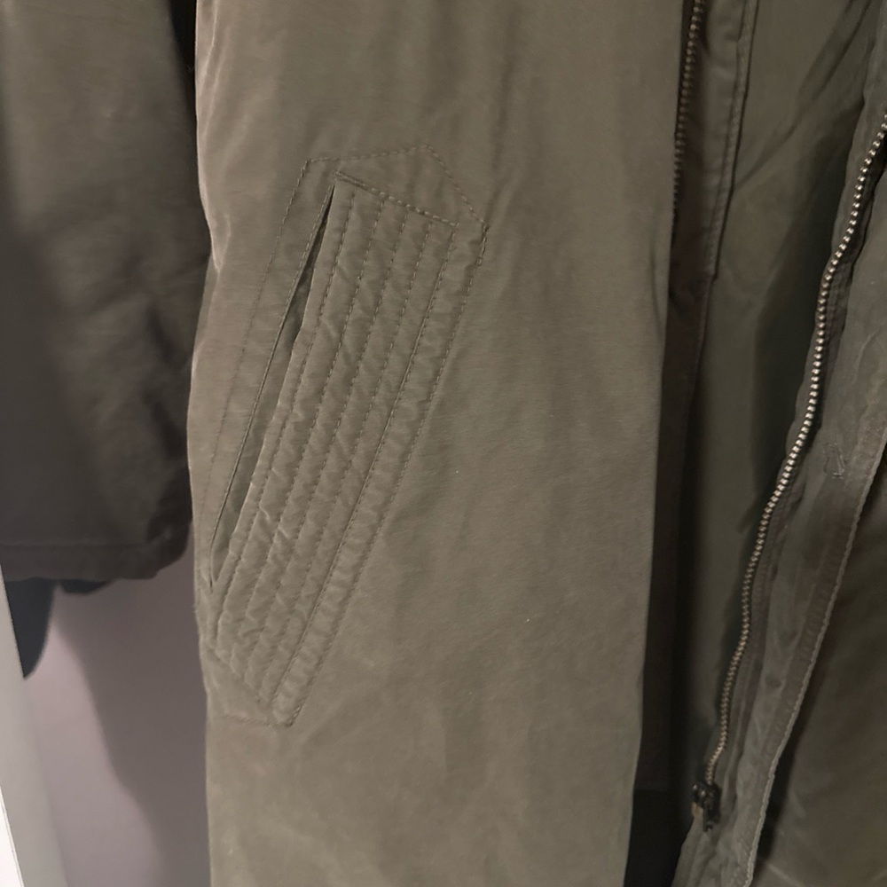 Luhta (Finland) Olive Green Long Trench Coat Vintage - Picture 5 of 12